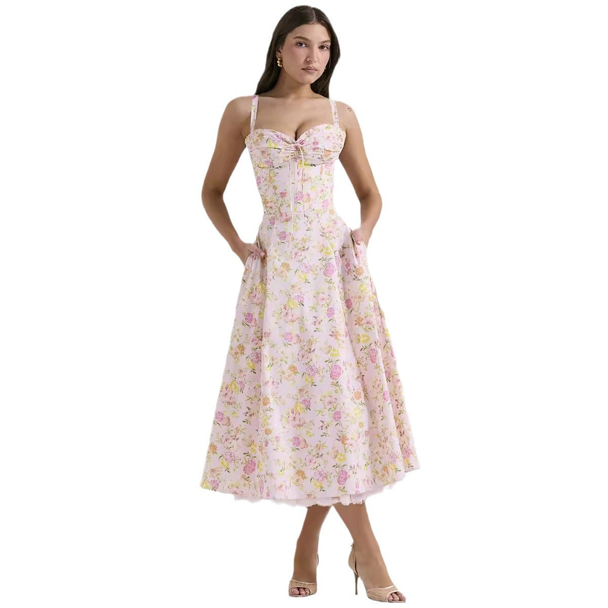 Floral series French summer camisole gentle style dress slimming floral camisole long skirt - V.I.P Digital Presence