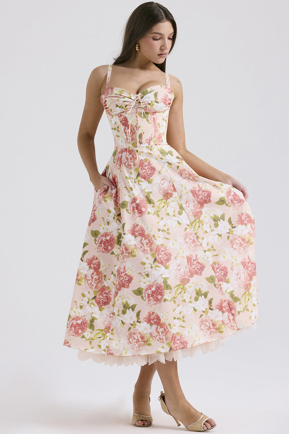 Floral series French summer camisole gentle style dress slimming floral camisole long skirt - V.I.P Digital Presence