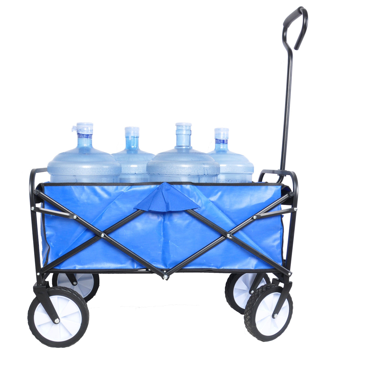 Folding Wagon Garden Shopping Beach Cart (Blue) - V.I.P Digital Presence