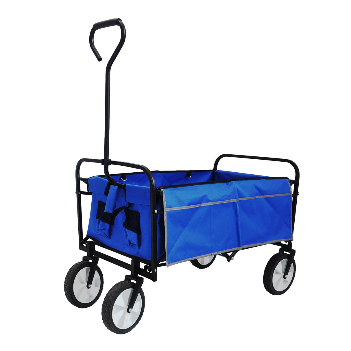 Folding Wagon Garden Shopping Beach Cart (Blue) - V.I.P Digital Presence
