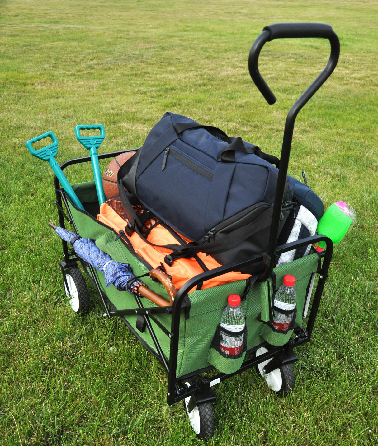 Folding Wagon Garden Shopping Beach Cart (Green) - V.I.P Digital Presence