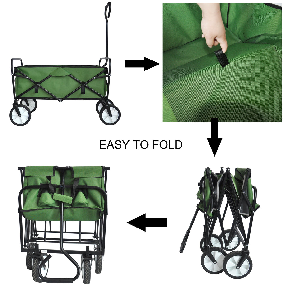 Folding Wagon Garden Shopping Beach Cart (Green) - V.I.P Digital Presence