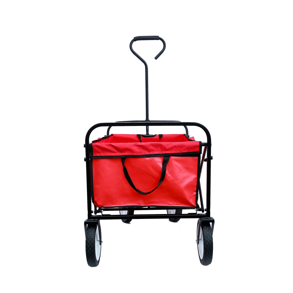 Folding Wagon Garden Shopping Beach Cart (Red) - V.I.P Digital Presence