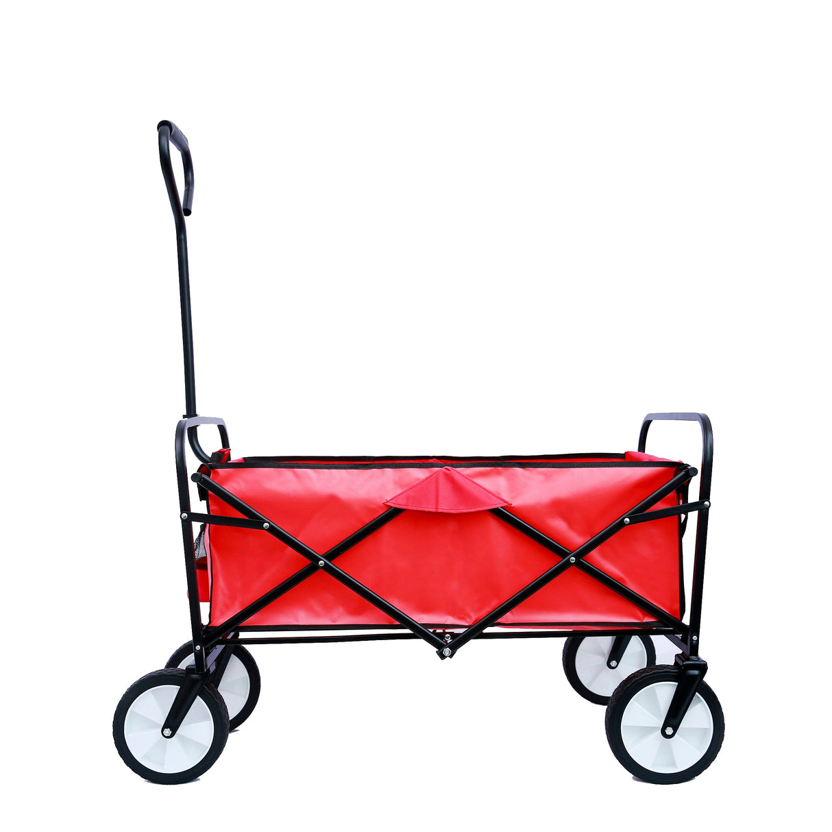 Folding Wagon Garden Shopping Beach Cart (Red) - V.I.P Digital Presence