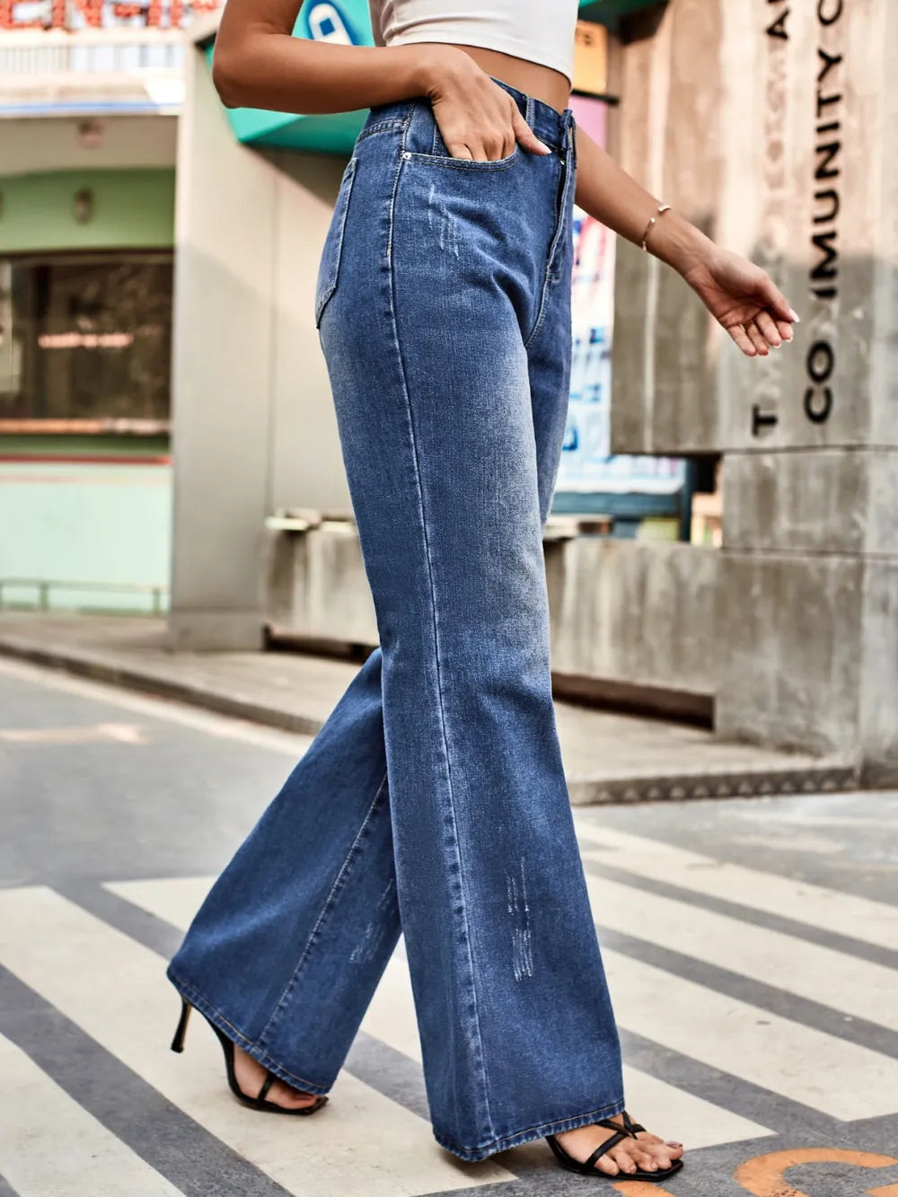 High Rise Bootcut Jeans with Pockets - V.I.P Digital Presence