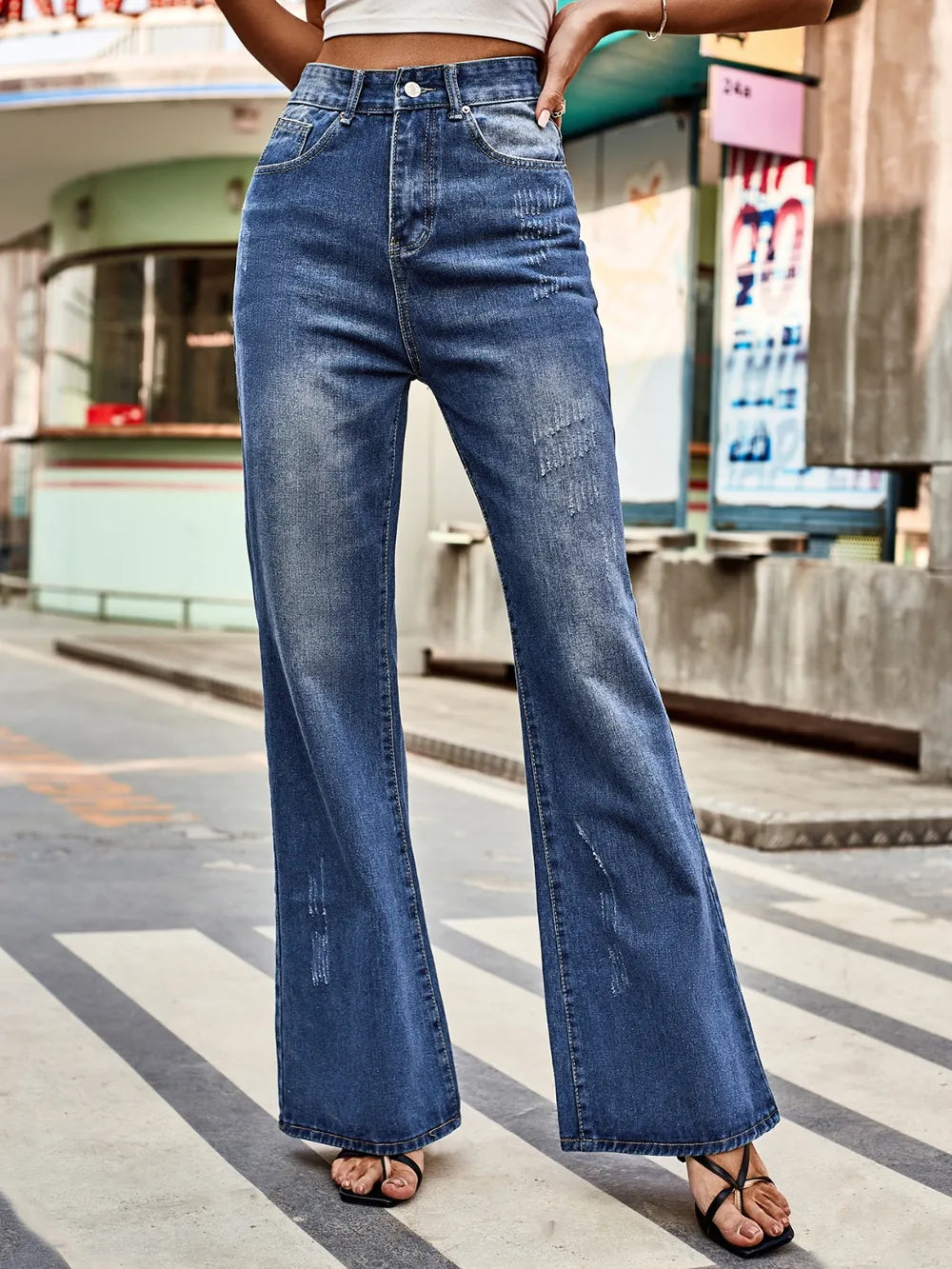 High Rise Bootcut Jeans with Pockets - V.I.P Digital Presence