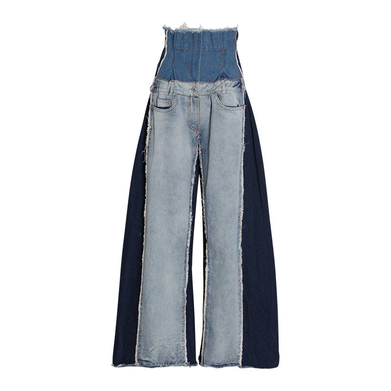 High waisted loose slimming color blocked long flared pants and floor pants - V.I.P Digital Presence