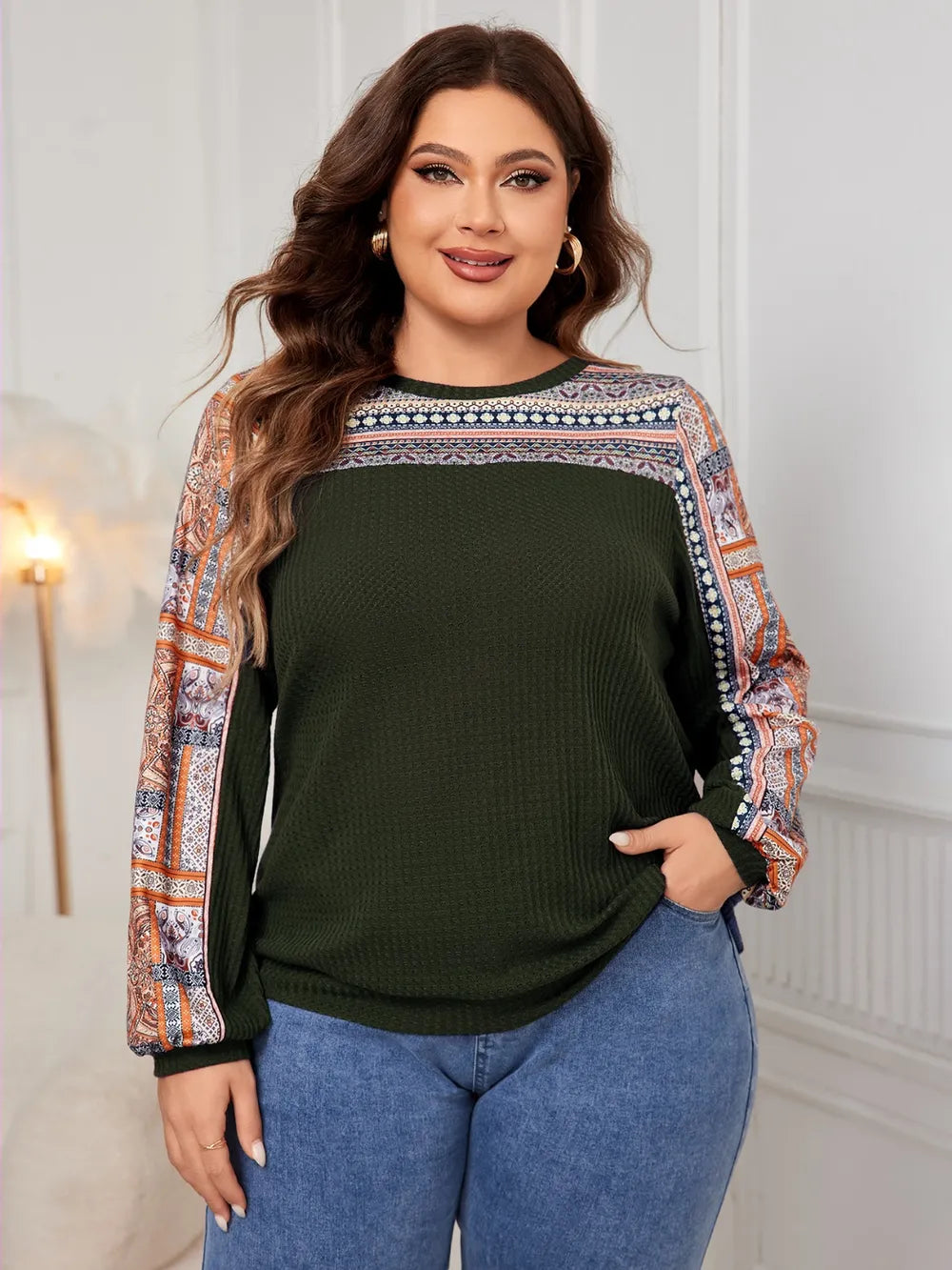 Honey Plus Size Printed Long Sleeve Sweatshirt - V.I.P Digital Presence