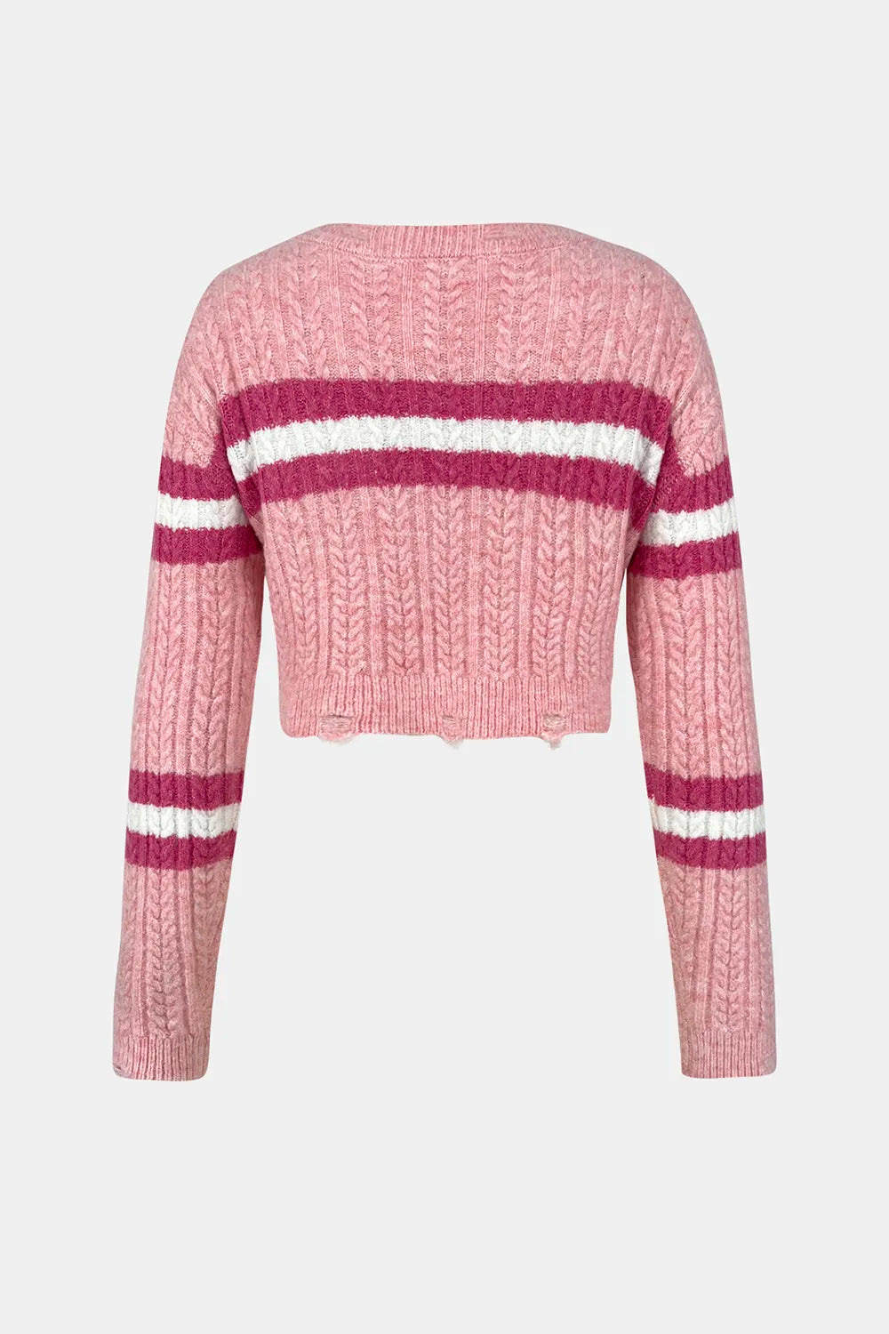 Hooded sweater base knit sweater short top contrasting color striped women - V.I.P Digital Presence