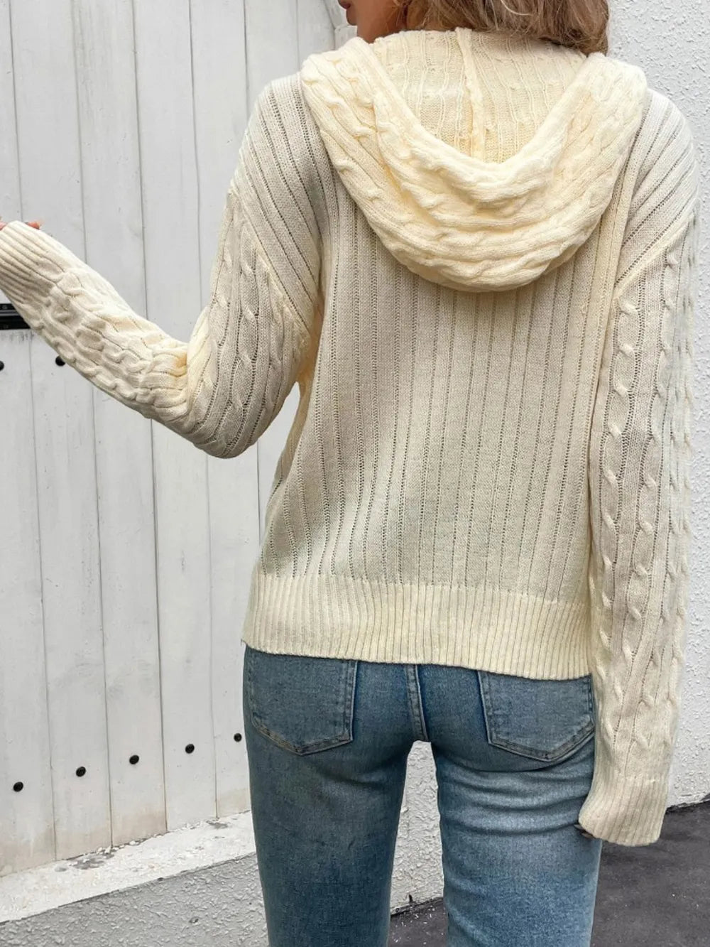 Hooded Twisted Flower Solid Color Sweater Cardigan - V.I.P Digital Presence