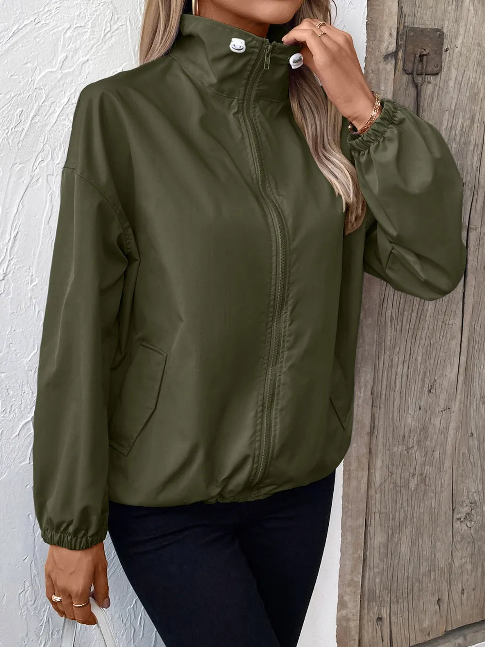 Ivy Lane Pocketed Zip Up Long Sleeve Jacket - V.I.P Digital Presence