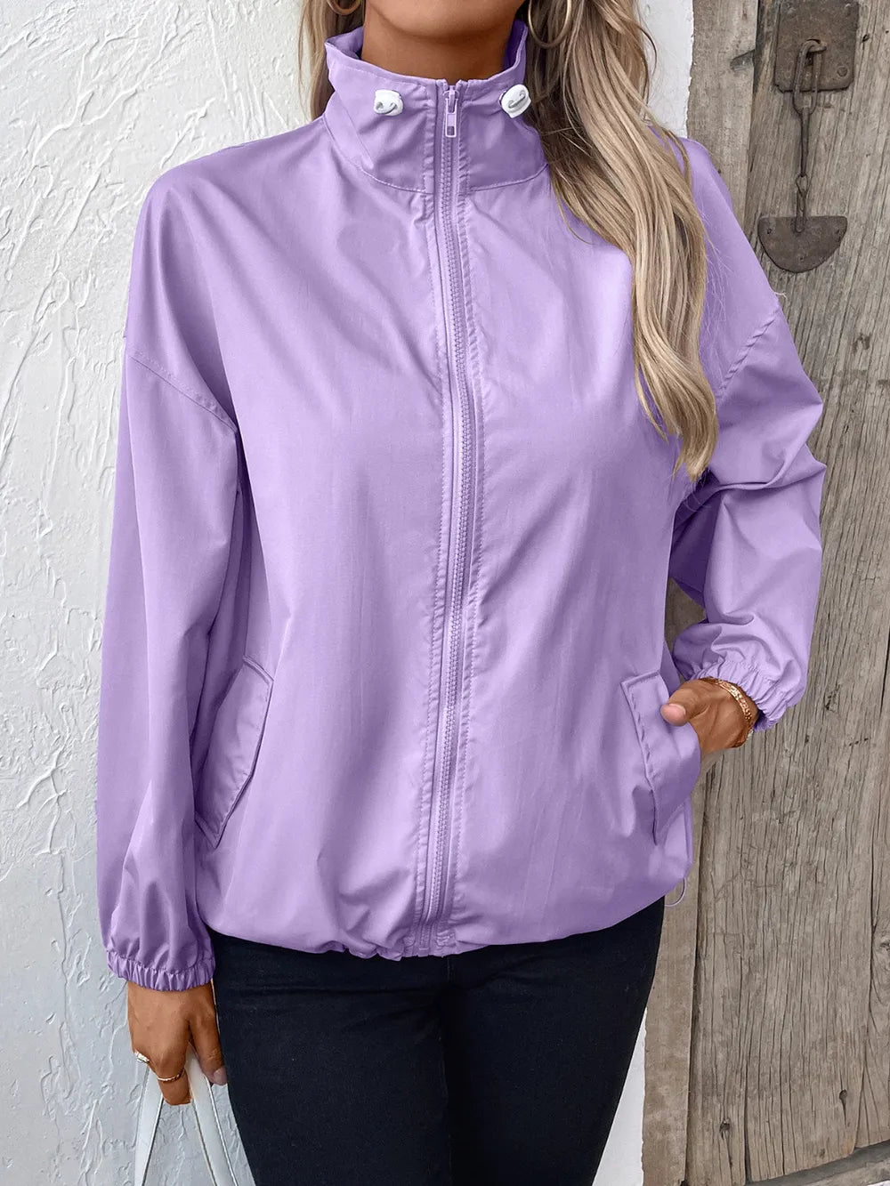 Ivy Lane Pocketed Zip Up Long Sleeve Jacket - V.I.P Digital Presence