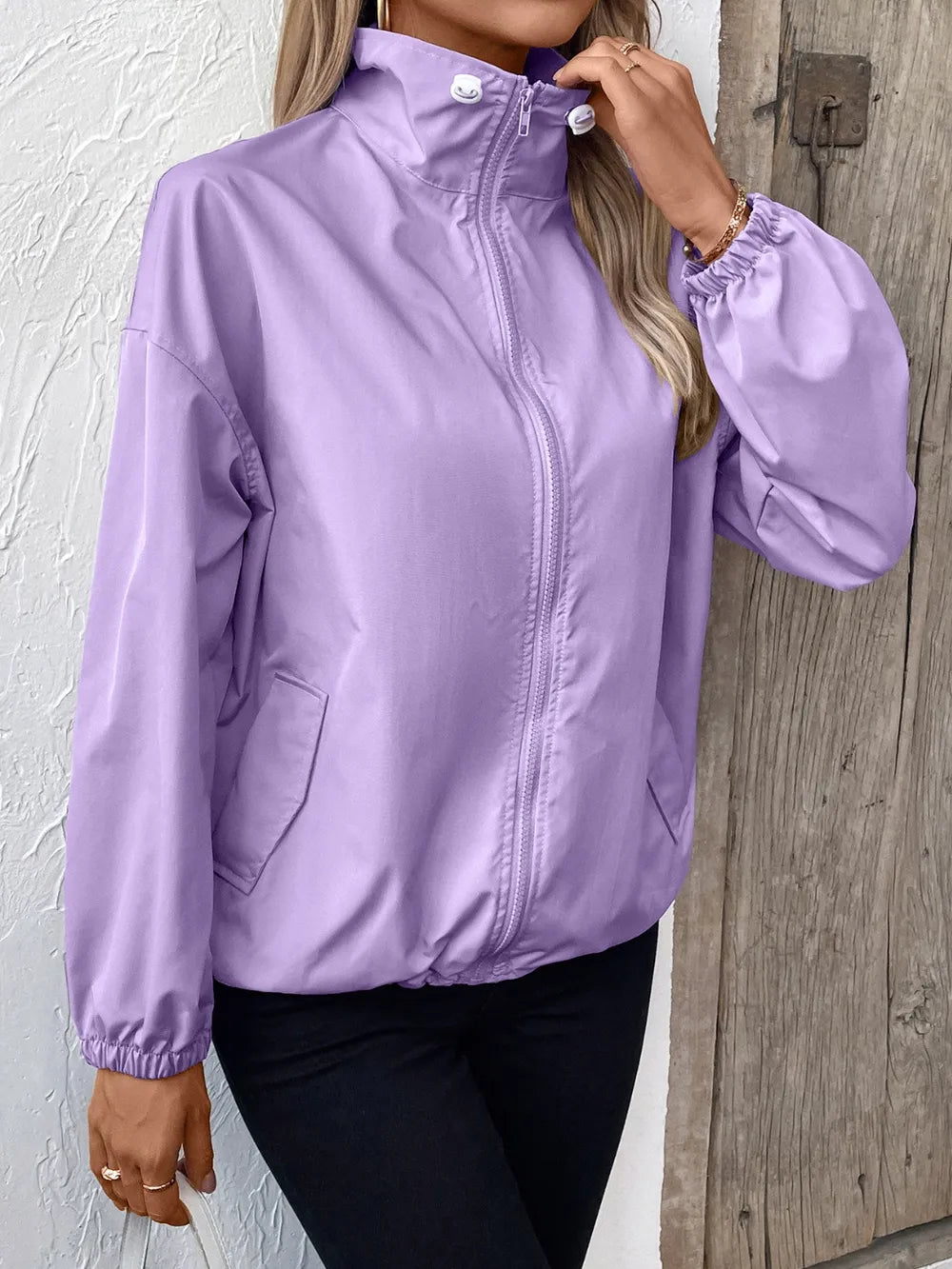 Ivy Lane Pocketed Zip Up Long Sleeve Jacket - V.I.P Digital Presence