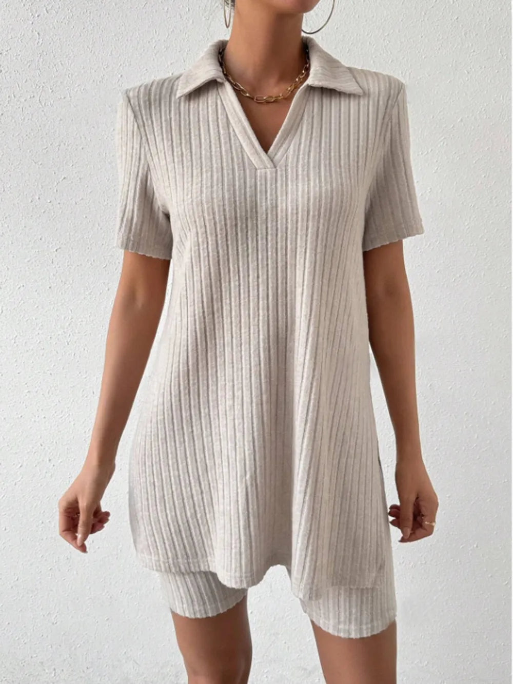 Johnny Collar Short Sleeve Top and Shorts Set - V.I.P Digital Presence