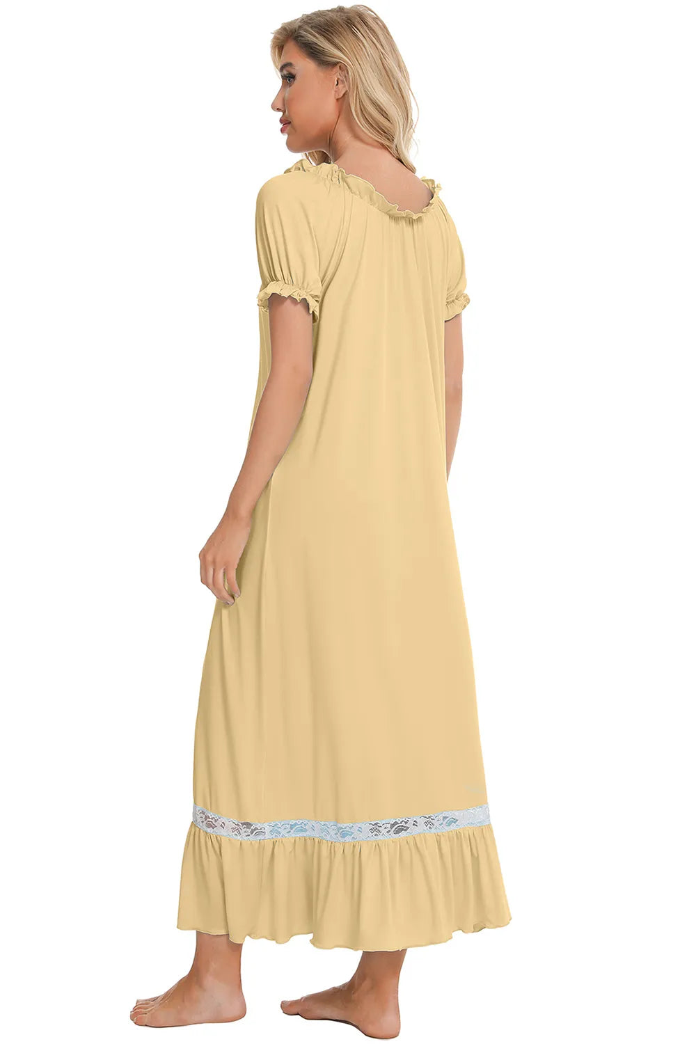 Lace Detail Short Sleeve Lounge Dress - V.I.P Digital Presence