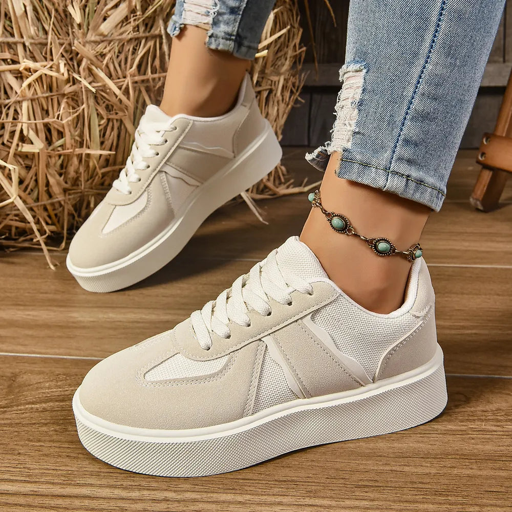 Lace Up Round Toe Contrast Sneakers - V.I.P Digital Presence