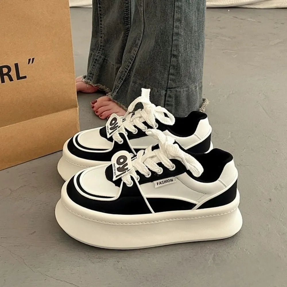 Lace Up Round Toe Platform Sneakers - V.I.P Digital Presence