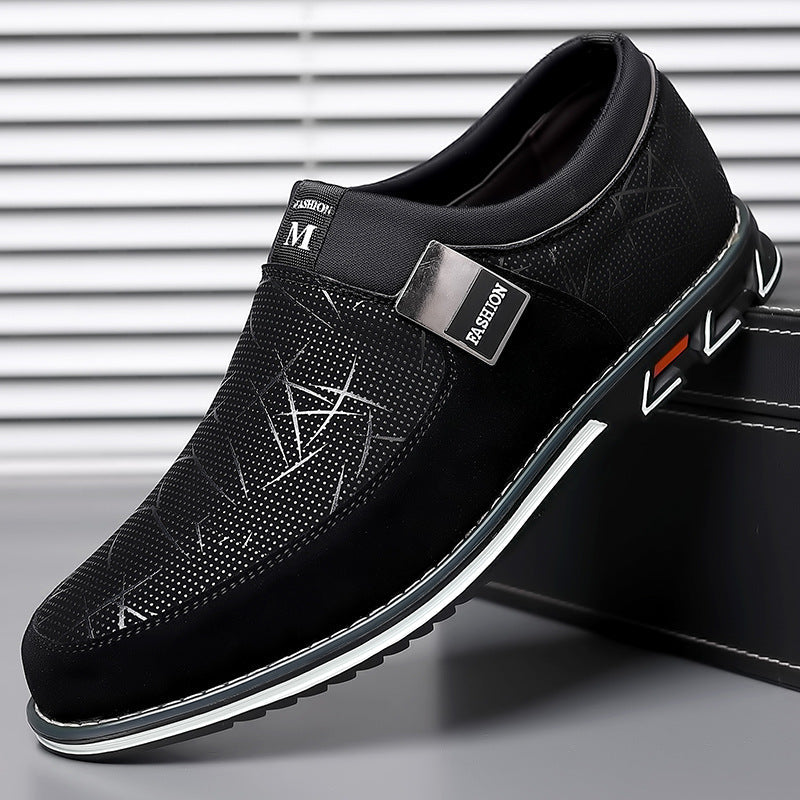 Large casual leather shoes with color blocked feet, all season men's leather shoes - V.I.P Digital Presence