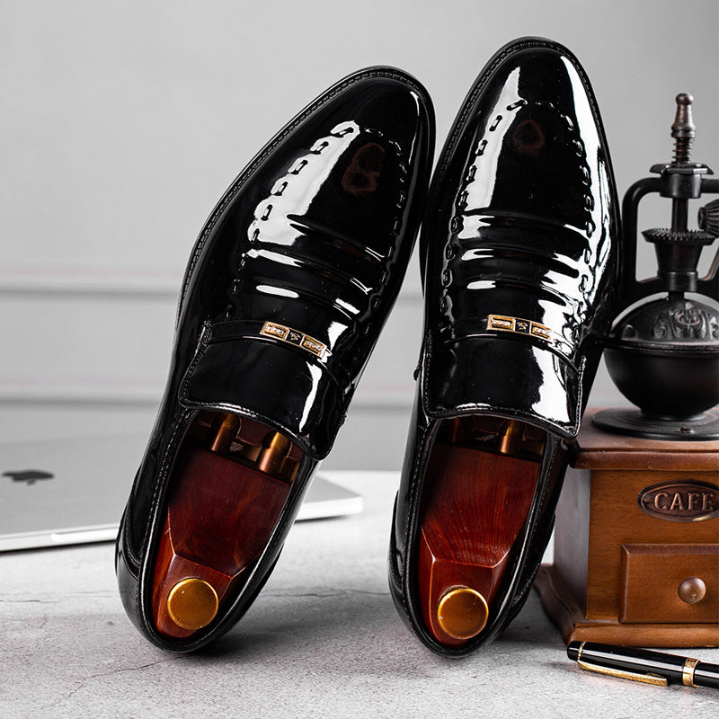 Large size leather shoes, men's breathable Korean style shoes, business formal low cut shoes - V.I.P Digital Presence
