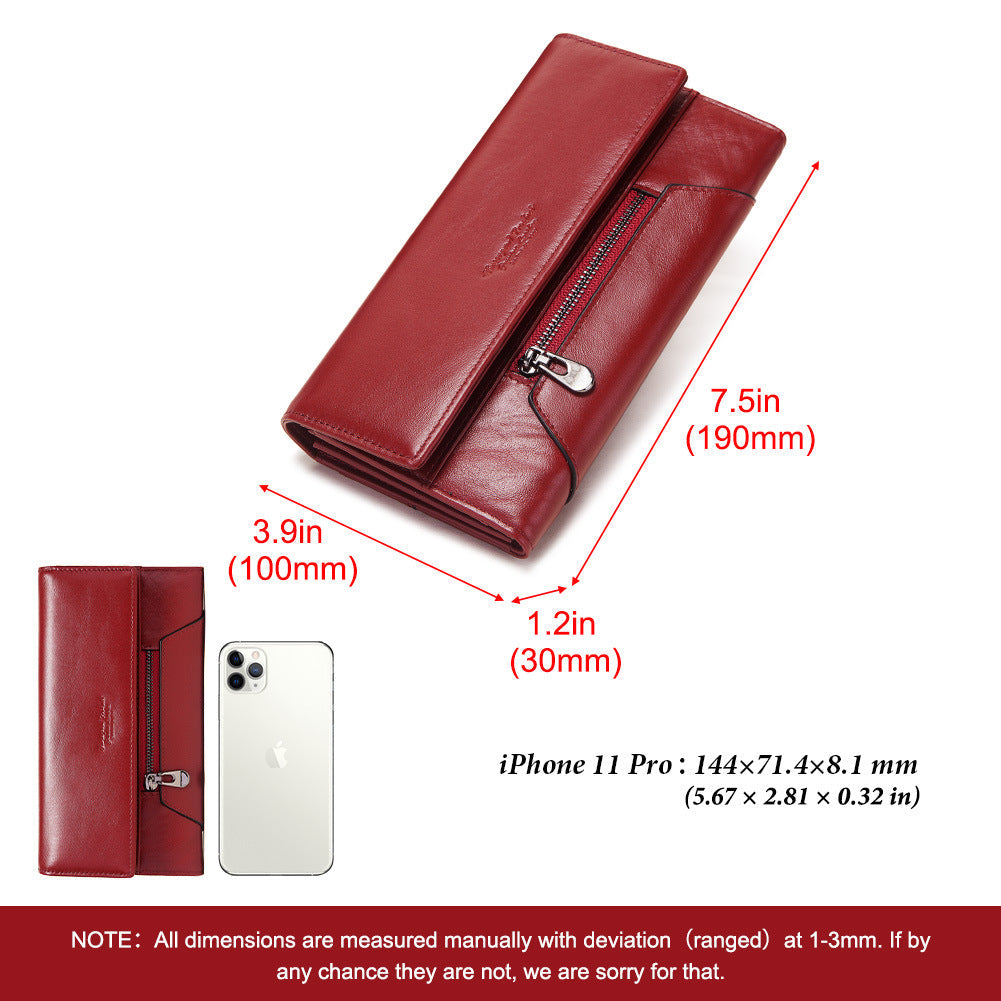 Leather Women's Wallet Long Leather Clutch Multi Card Coin Purse RFID Anti-magnetic Mobile Phone Bag - V.I.P Digital Presence