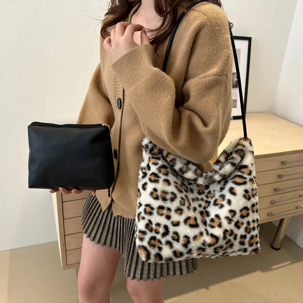 Leopard Furry Shoulder Bag - V.I.P Digital Presence