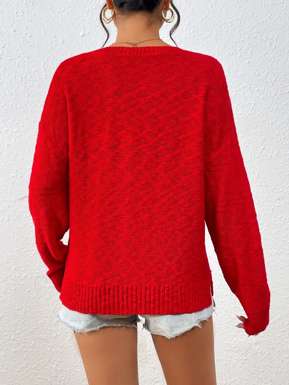 Letter Round Neck Long Sleeve Sweater - V.I.P Digital Presence