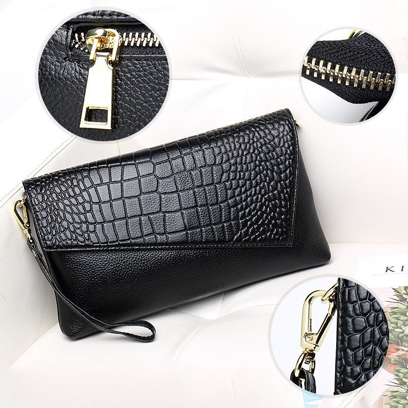 Litchi grain top layer cowhide fashion Shoulder bag Multifunctional leather Clutch bag Large capacity crossbody bags for women - V.I.P Digital Presence