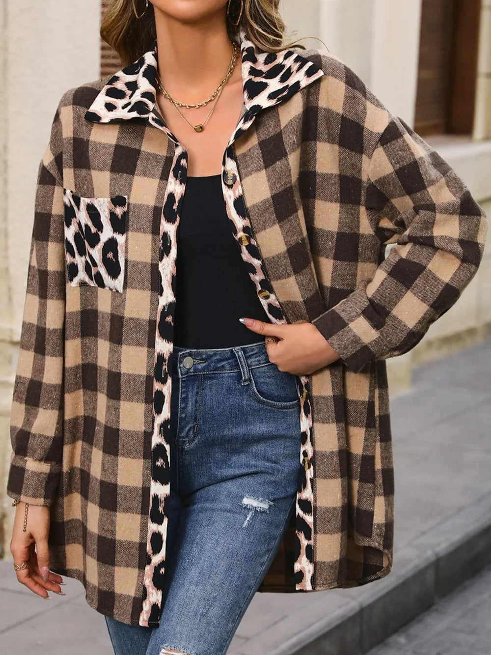 Loose casual plush plaid jacket jacket - V.I.P Digital Presence