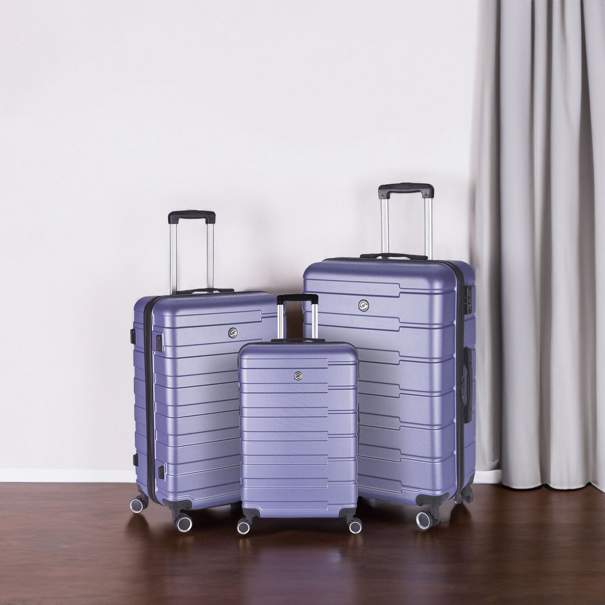 Luggage Suitcase 3 Piece Sets Hardside Carry-on luggage with Spinner Wheels 20"/24"/28" Lavender purple + ABS - V.I.P Digital Presence