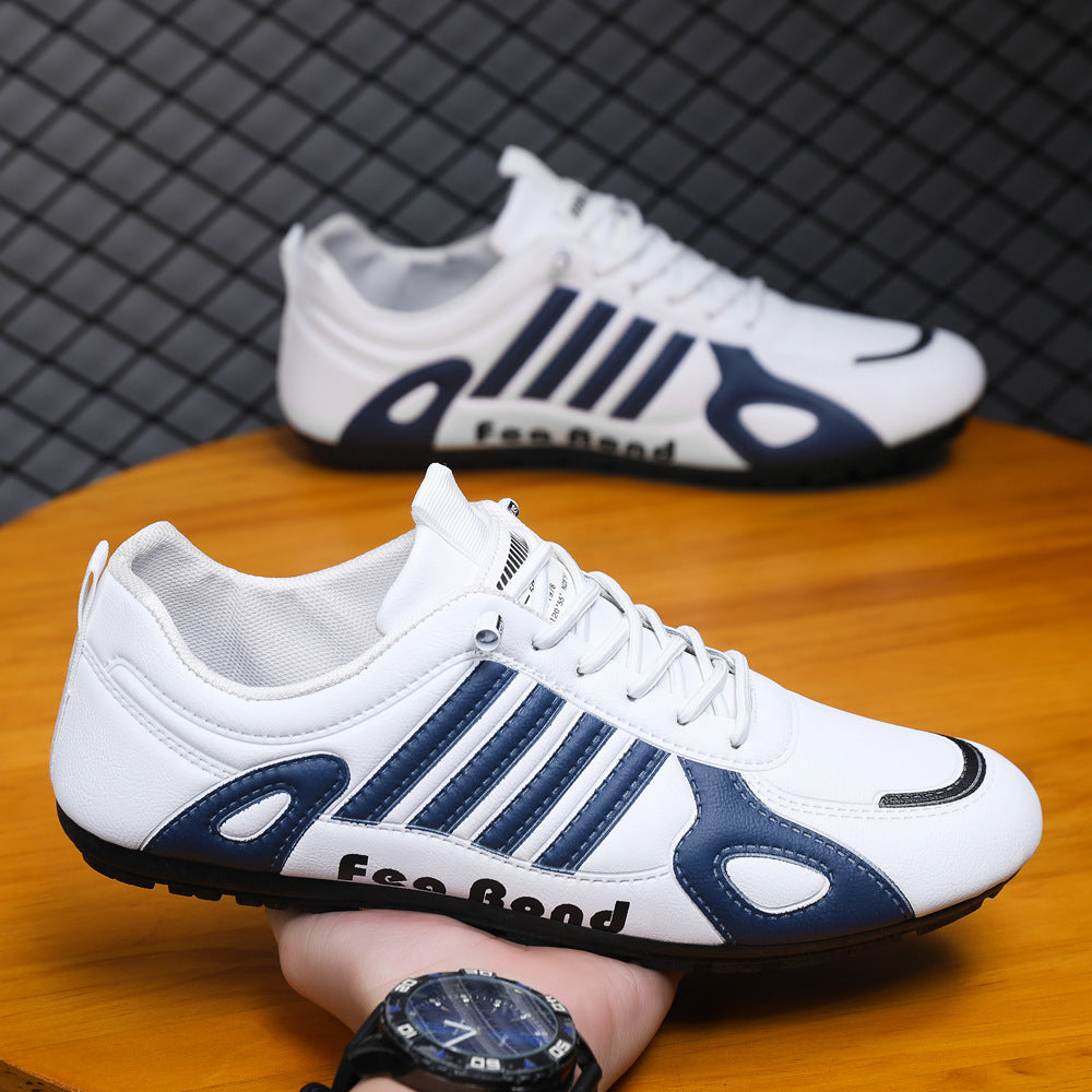 Men's breathable leather casual versatile soft sole lightweight no tie bean shoes - V.I.P Digital Presence