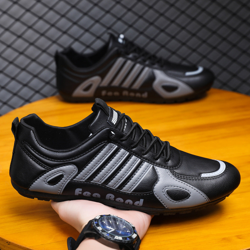 Men's breathable leather casual versatile soft sole lightweight no tie bean shoes - V.I.P Digital Presence