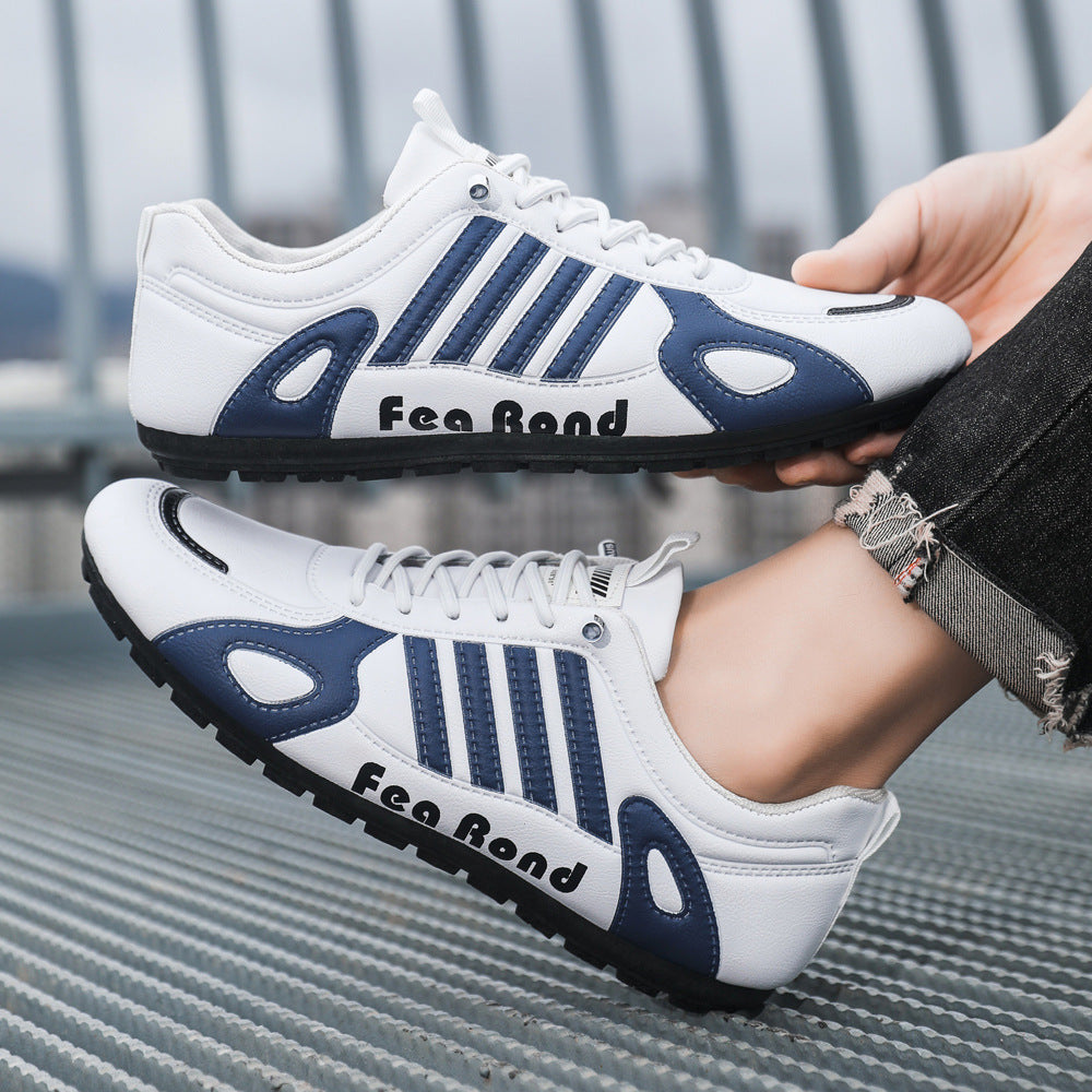 Men's breathable leather casual versatile soft sole lightweight no tie bean shoes - V.I.P Digital Presence