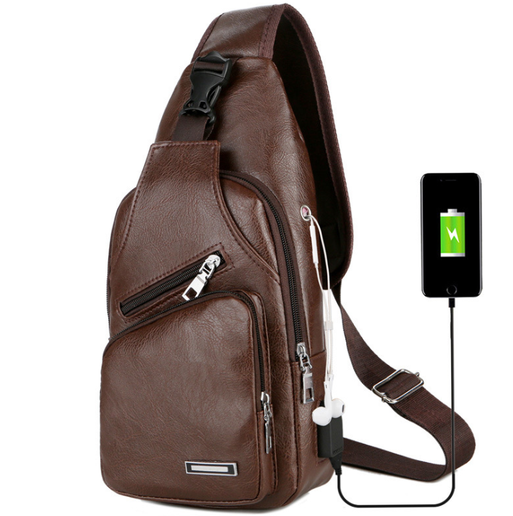 Men's Crossbody Bags Men's USB Chest Bag Designer Messenger bag Leather Shoulder Bags Diagonal Package - V.I.P Digital Presence
