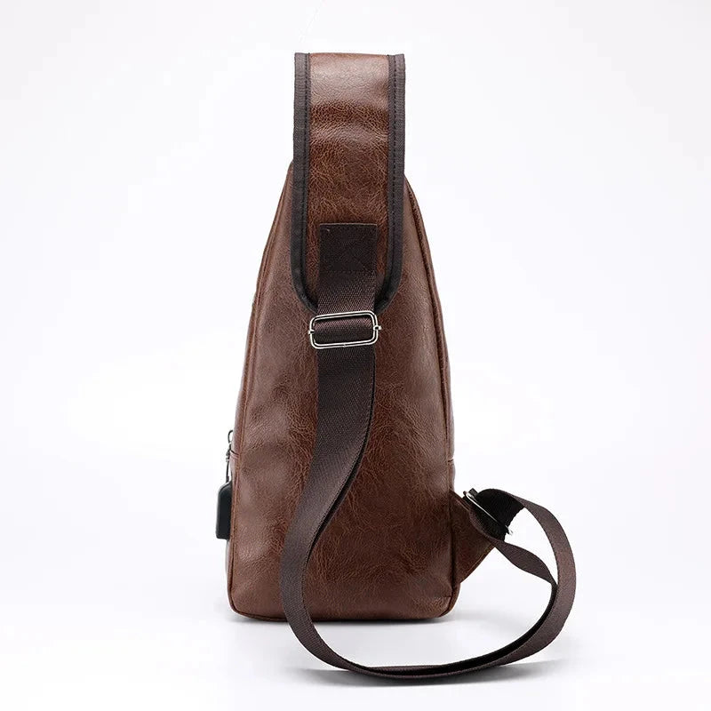 Men's Crossbody Bags Men's USB Chest Bag Designer Messenger bag Leather Shoulder Bags Diagonal Package - V.I.P Digital Presence