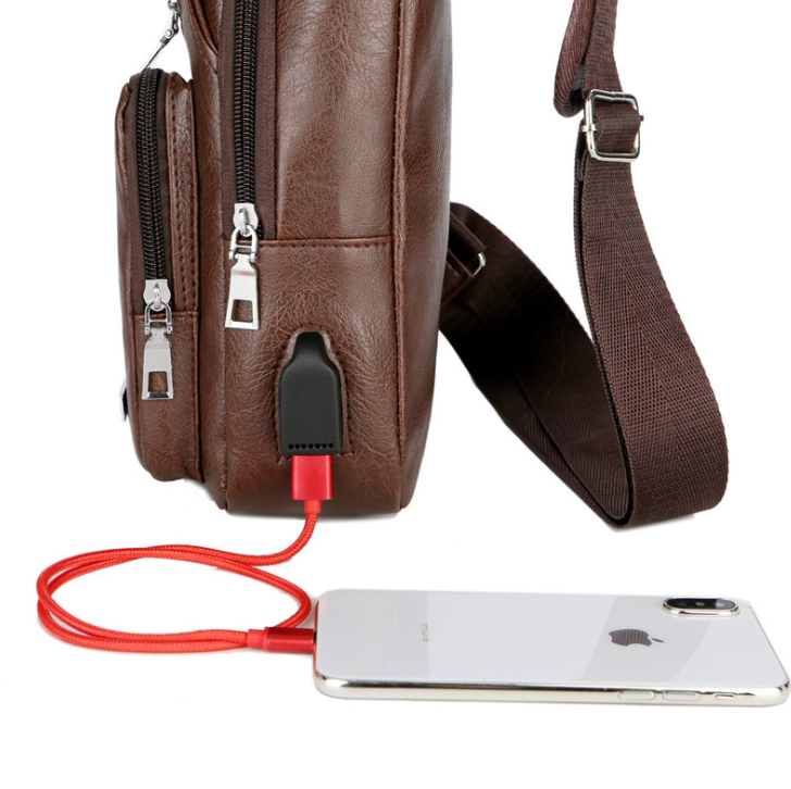 Men's Crossbody Bags Men's USB Chest Bag Designer Messenger bag Leather Shoulder Bags Diagonal Package - V.I.P Digital Presence