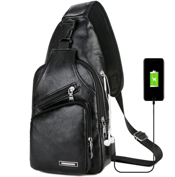 Men's Crossbody Bags Men's USB Chest Bag Designer Messenger bag Leather Shoulder Bags Diagonal Package - V.I.P Digital Presence
