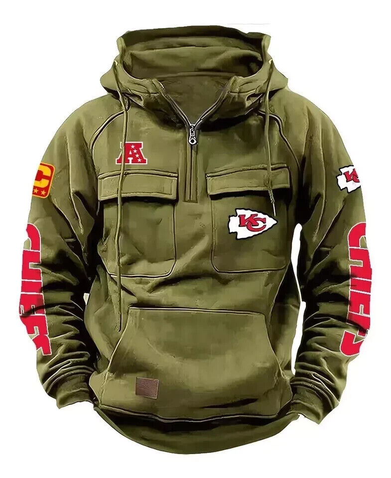 Men's hooded sweatshirt European and American retro multi pocket sweatshirt jacket - V.I.P Digital Presence