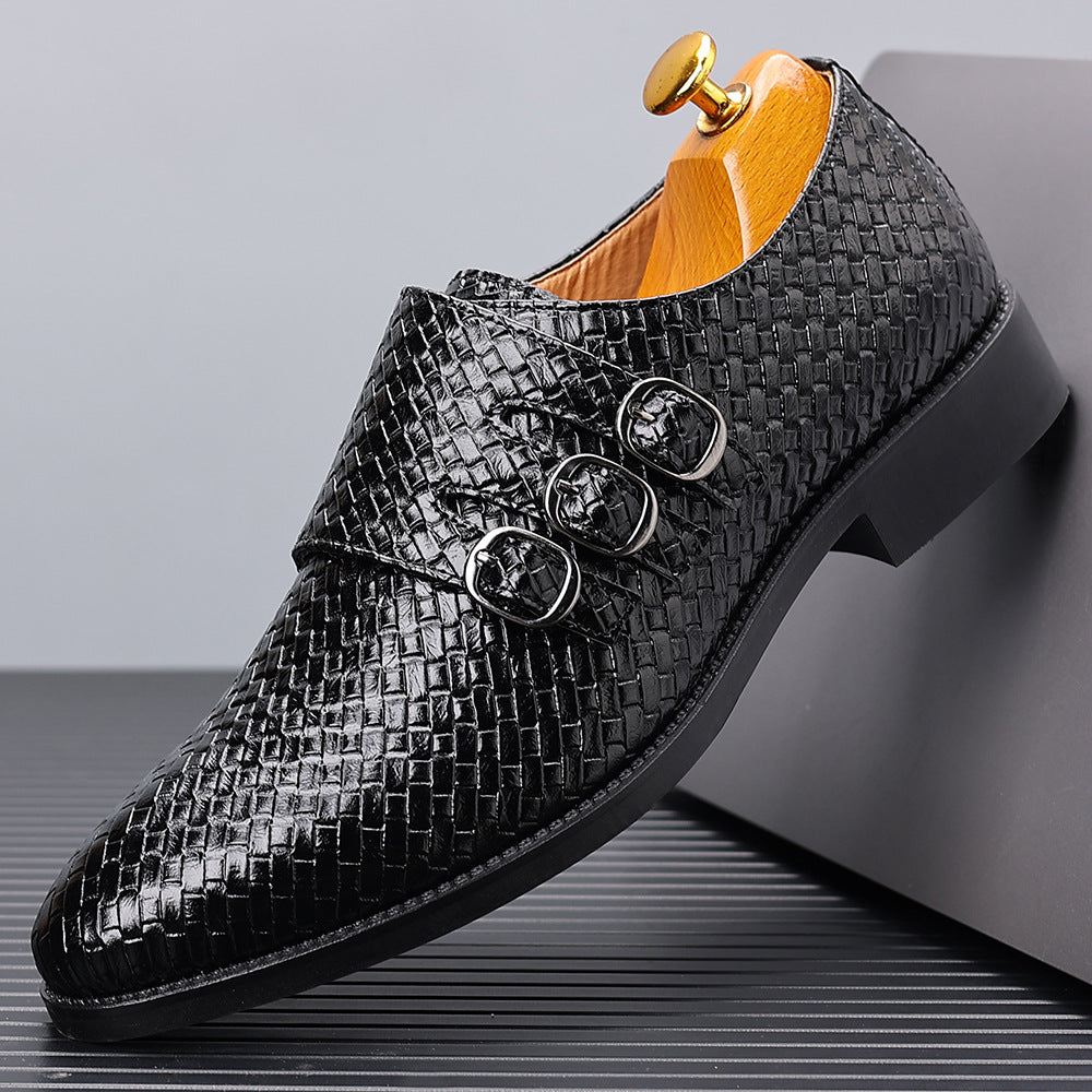 Men's three button buckle Mengke shoe cover, men's shoes, polished British style leather shoes, men's shoes - V.I.P Digital Presence