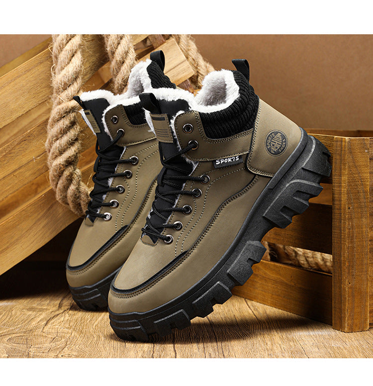 Men's winter suede high top Martin boots men's workwear shoes trendy and versatile thick sole - V.I.P Digital Presence