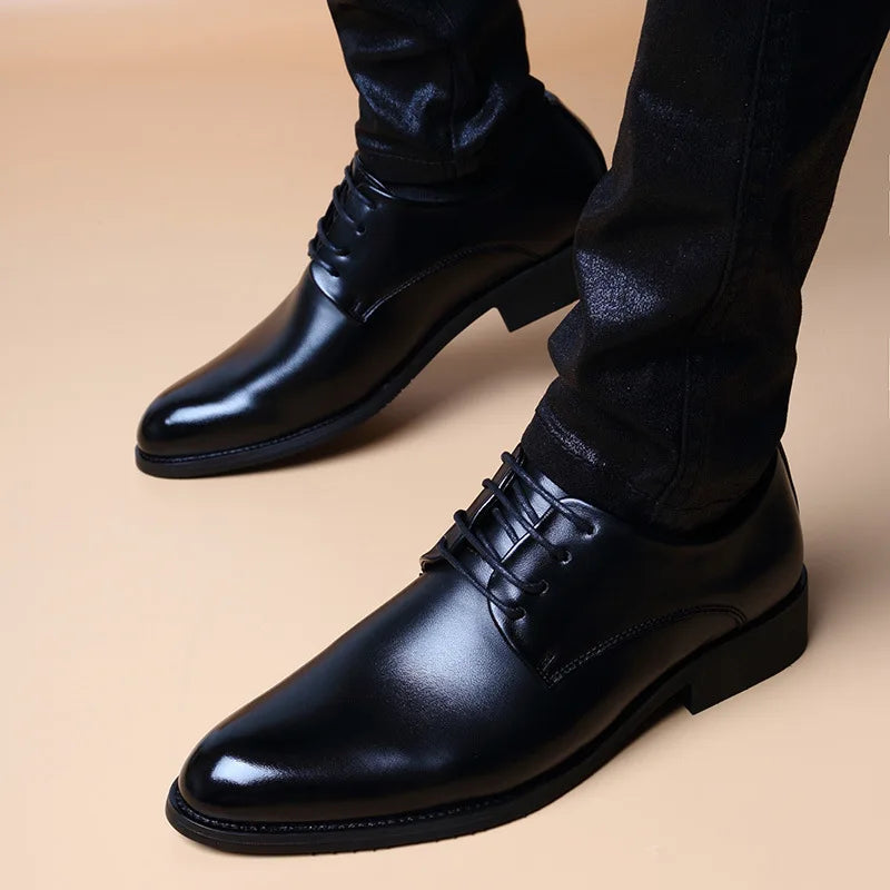 Men Wedding Leather Business Men's Dress Pointed Casual Youth British Style Inner Heightening Spring New Arrivals Shoes - V.I.P Digital Presence