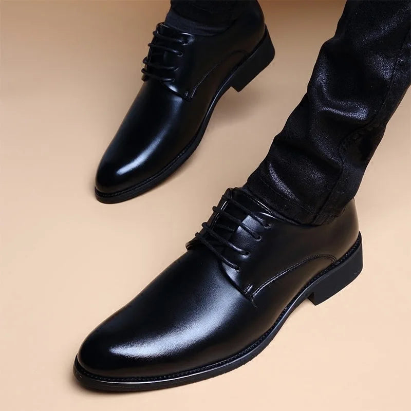 Men Wedding Leather Business Men's Dress Pointed Casual Youth British Style Inner Heightening Spring New Arrivals Shoes - V.I.P Digital Presence