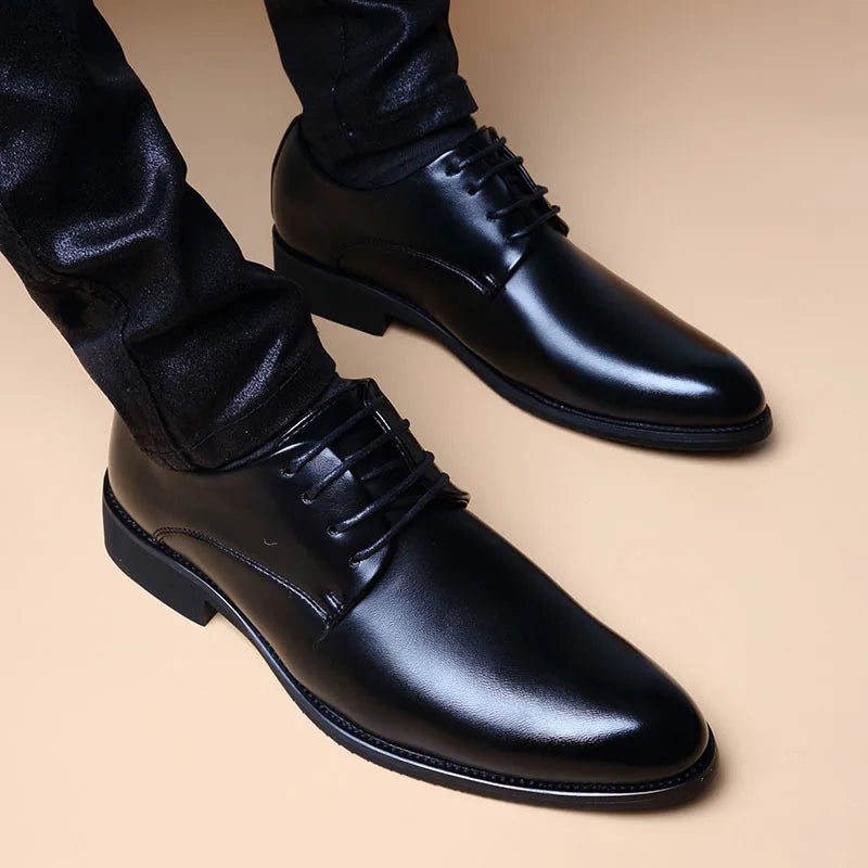 Men Wedding Leather Business Men's Dress Pointed Casual Youth British Style Inner Heightening Spring New Arrivals Shoes - V.I.P Digital Presence