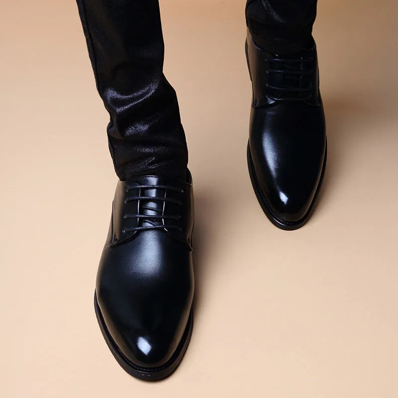 Men Wedding Leather Business Men's Dress Pointed Casual Youth British Style Inner Heightening Spring New Arrivals Shoes - V.I.P Digital Presence