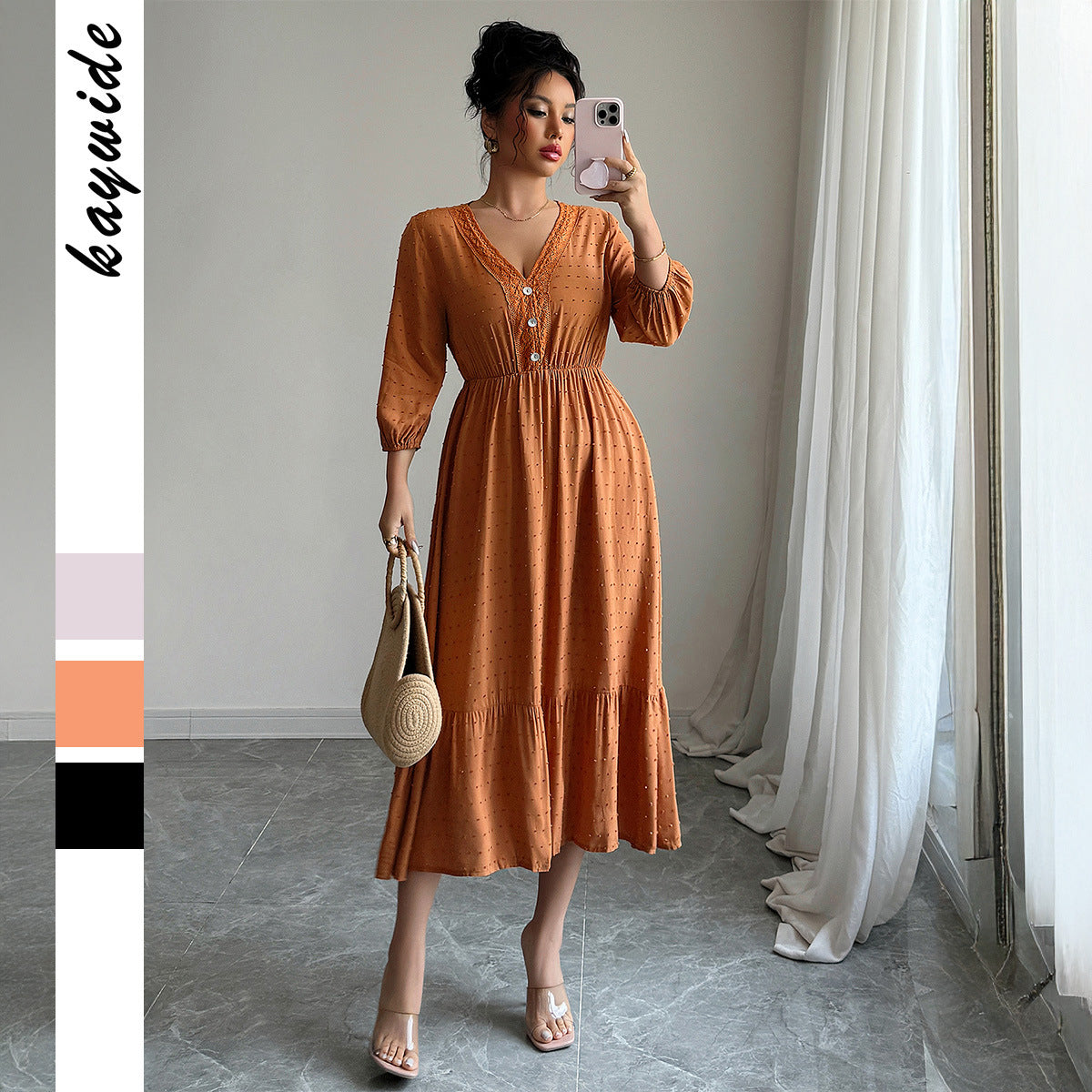 Minimalist and fashionable lace patchwork skirt dress - V.I.P Digital Presence