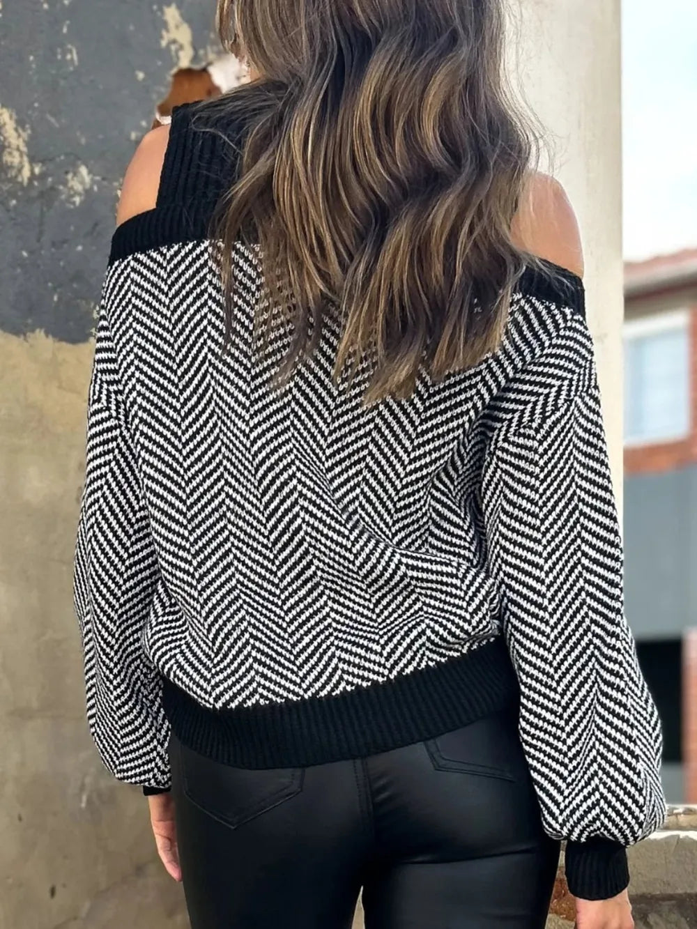 Mock Neck Cold Shoulder Sweater - V.I.P Digital Presence