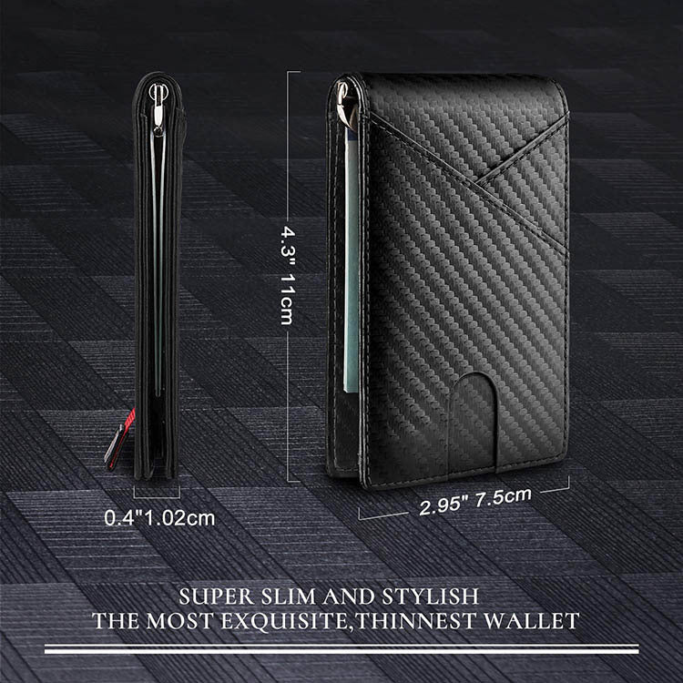 New Carbon Fiber Dollar Clip Contrast Color Pull Leather Wallet Wallet Men's Banknote Clip Wallet - V.I.P Digital Presence