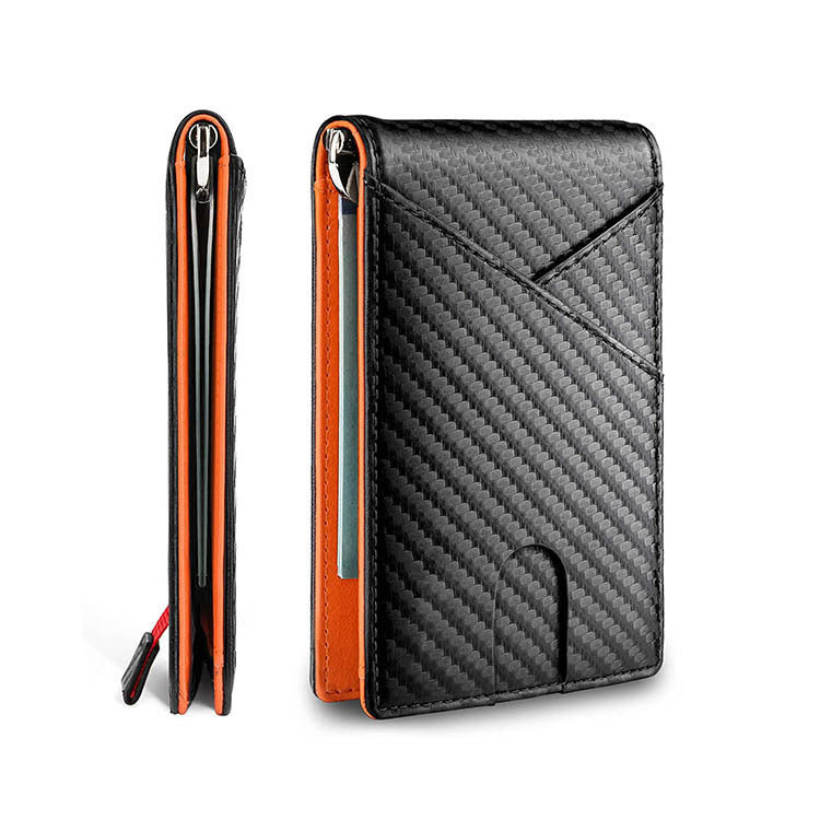 New Carbon Fiber Dollar Clip Contrast Color Pull Leather Wallet Wallet Men's Banknote Clip Wallet - V.I.P Digital Presence