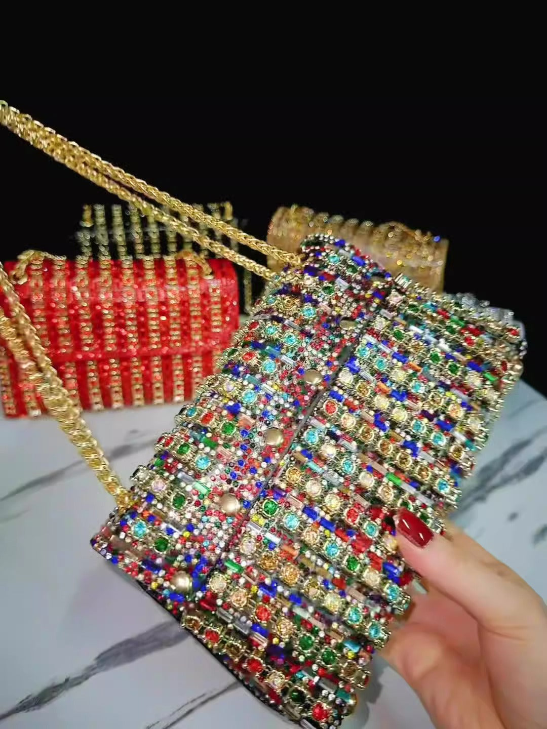 New Evening Dress, socialite, rhinestone handbag, diamond studded chain cheongsam bag, crossbody, banquet bag, women's handbag - V.I.P Digital Presence