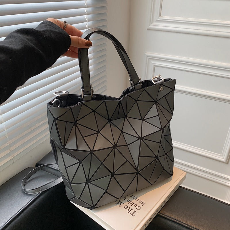 New internet celebrity fashion stitching geometric rhombus handbag texture large capacity shoulder tote bag - V.I.P Digital Presence
