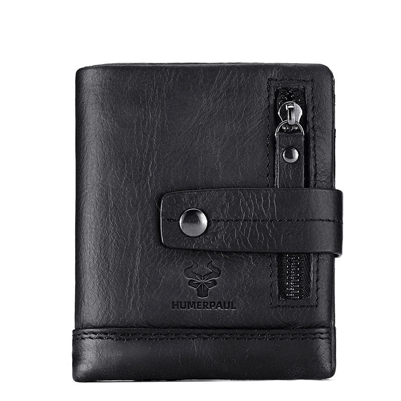 New Leather Wallet Crazy Horse Leather Zipper Buckle Wallet Leather Multifunctional Clutch - V.I.P Digital Presence